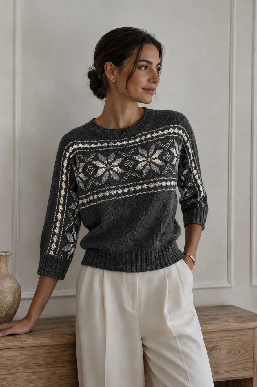 Nordic Fair Isle Mohair Wool blend Aerie snowflake sweater Size Small P cozycore